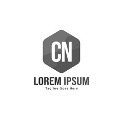 Initial CN logo template with modern frame. Minimalist CN letter logo vector illustration