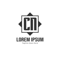 Initial CN logo template with modern frame. Minimalist CN letter logo vector illustration