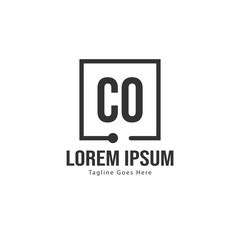 Initial CO logo template with modern frame. Minimalist CO letter logo vector illustration