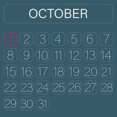 Green Calendar Page October 1