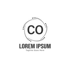 Initial CO logo template with modern frame. Minimalist CO letter logo vector illustration