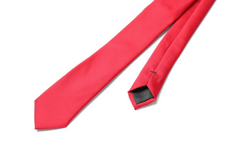Classic red male necktie isolated on white