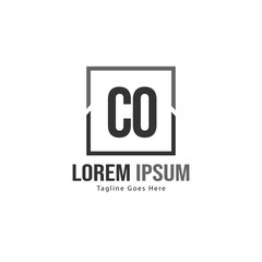 Initial CO logo template with modern frame. Minimalist CO letter logo vector illustration
