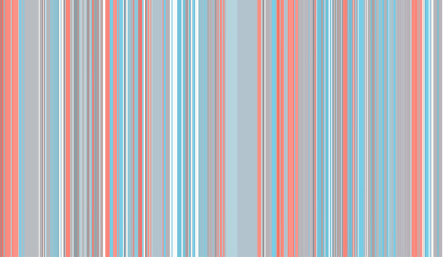 Living coral and blue vertical stripes and lines. Vector seamless pattern. Repeating texture in pastel colors for background, poster, postcard, card, banner, cover, textile, interior design, polygraph