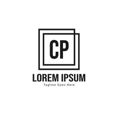 Initial CP logo template with modern frame. Minimalist CP letter logo vector illustration