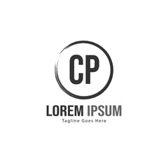 Initial CP logo template with modern frame. Minimalist CP letter logo vector illustration