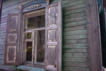 Dilapidated house in the village. Details and close-up