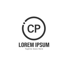 Fototapeta premium Initial CP logo template with modern frame. Minimalist CP letter logo vector illustration
