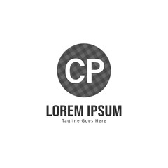 Initial CP logo template with modern frame. Minimalist CP letter logo vector illustration