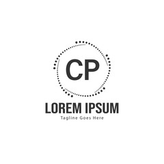 Initial CP logo template with modern frame. Minimalist CP letter logo vector illustration