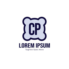 Initial CP logo template with modern frame. Minimalist CP letter logo vector illustration