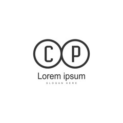 Initial CP logo template with modern frame. Minimalist CP letter logo vector illustration