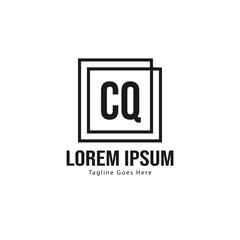 Initial CQ logo template with modern frame. Minimalist CQ letter logo vector illustration