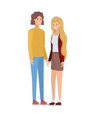 Fototapeta premium young couple in white background avatar character