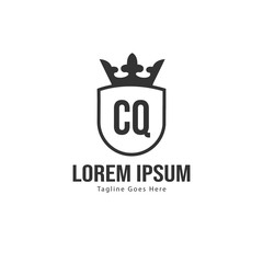 Initial CQ logo template with modern frame. Minimalist CQ letter logo vector illustration