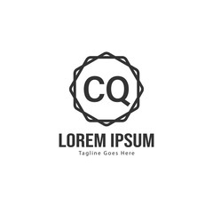 Initial CQ logo template with modern frame. Minimalist CQ letter logo vector illustration