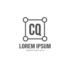 Initial CQ logo template with modern frame. Minimalist CQ letter logo vector illustration