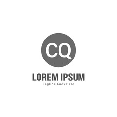 Initial CQ logo template with modern frame. Minimalist CQ letter logo vector illustration