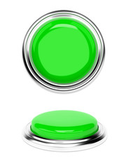 Green push buttons. 3d rendering illustration isolated