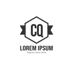Initial CQ logo template with modern frame. Minimalist CQ letter logo vector illustration