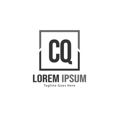 Initial CQ logo template with modern frame. Minimalist CQ letter logo vector illustration