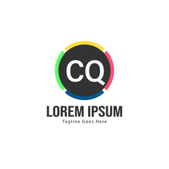 Initial CQ logo template with modern frame. Minimalist CQ letter logo vector illustration
