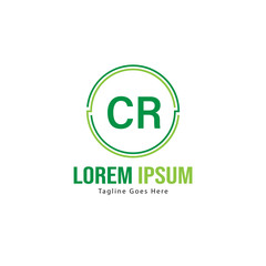 Initial CR logo template with modern frame. Minimalist CR letter logo vector illustration