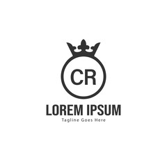 Initial CR logo template with modern frame. Minimalist CR letter logo vector illustration
