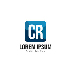 Initial CR logo template with modern frame. Minimalist CR letter logo vector illustration