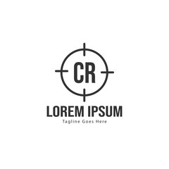 Initial CR logo template with modern frame. Minimalist CR letter logo vector illustration