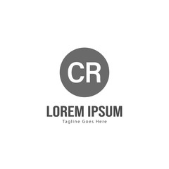 Initial CR logo template with modern frame. Minimalist CR letter logo vector illustration