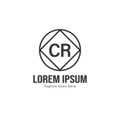 Initial CR logo template with modern frame. Minimalist CR letter logo vector illustration
