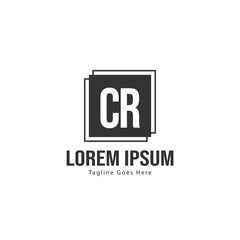 Initial CR logo template with modern frame. Minimalist CR letter logo vector illustration