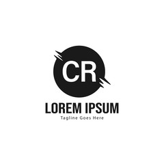 Initial CR logo template with modern frame. Minimalist CR letter logo vector illustration