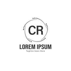 Initial CR logo template with modern frame. Minimalist CR letter logo vector illustration