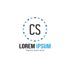 Initial CS logo template with modern frame. Minimalist CS letter logo vector illustration