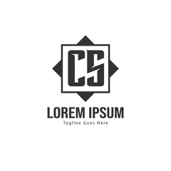 Initial CS logo template with modern frame. Minimalist CS letter logo vector illustration