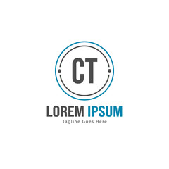 Obraz premium Initial CT logo template with modern frame. Minimalist CT letter logo vector illustration
