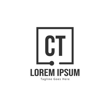 Initial CT logo template with modern frame. Minimalist CT letter logo vector illustration