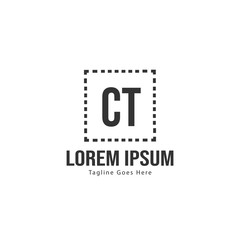 Fototapeta premium Initial CT logo template with modern frame. Minimalist CT letter logo vector illustration
