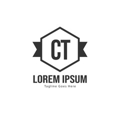 Initial CT logo template with modern frame. Minimalist CT letter logo vector illustration