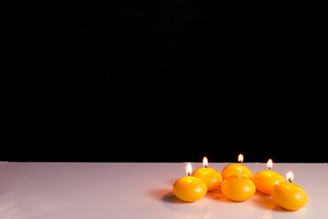 Burning candles on a white background. Obon festival. Diwali festival