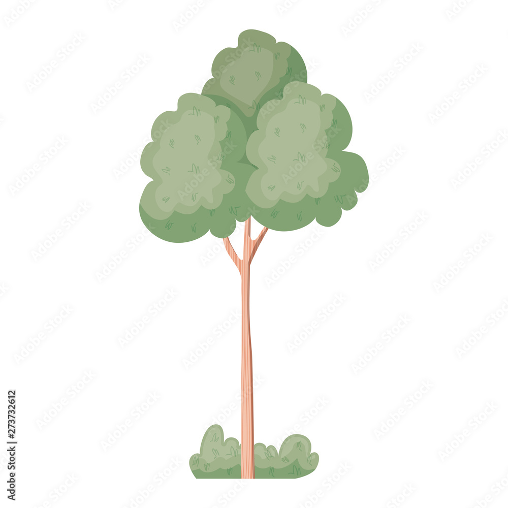 Poster landscape with trees and plants isolated icon