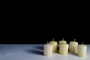 Candles on a white background. Obon festival. Diwali festival