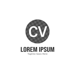 Initial CV logo template with modern frame. Minimalist CV letter logo vector illustration