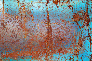 Background metal texture. Iron texture and background. Trend year. Top metal corrosion texture. Blue red and bluish color metal sheet.