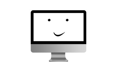 3d illustration modern laptop computer smiling isolated on white background