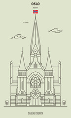 Sagene Church in Oslo, Norway. Landmark icon