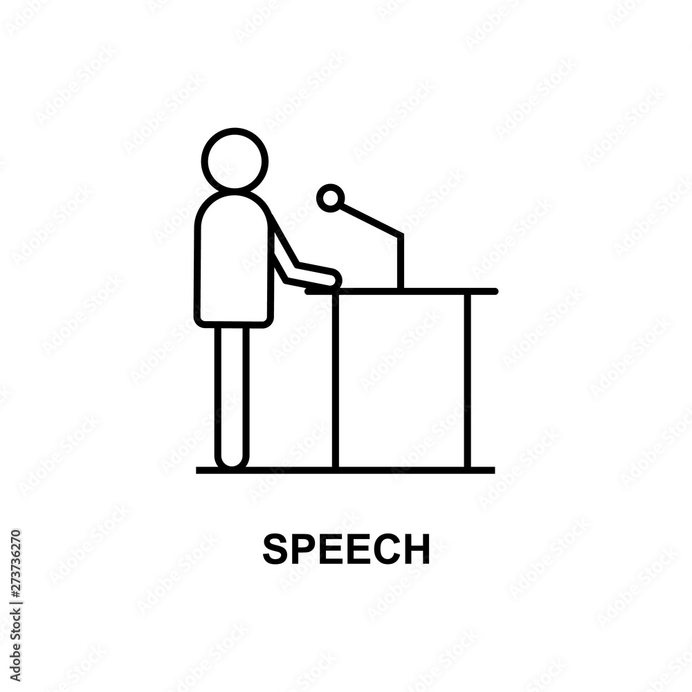 Aufkleber podium speech icon. element of conference with description icon for mobile concept and web apps. out