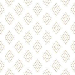 Vector golden linear rhombuses texture. Minimalist geometric seamless pattern